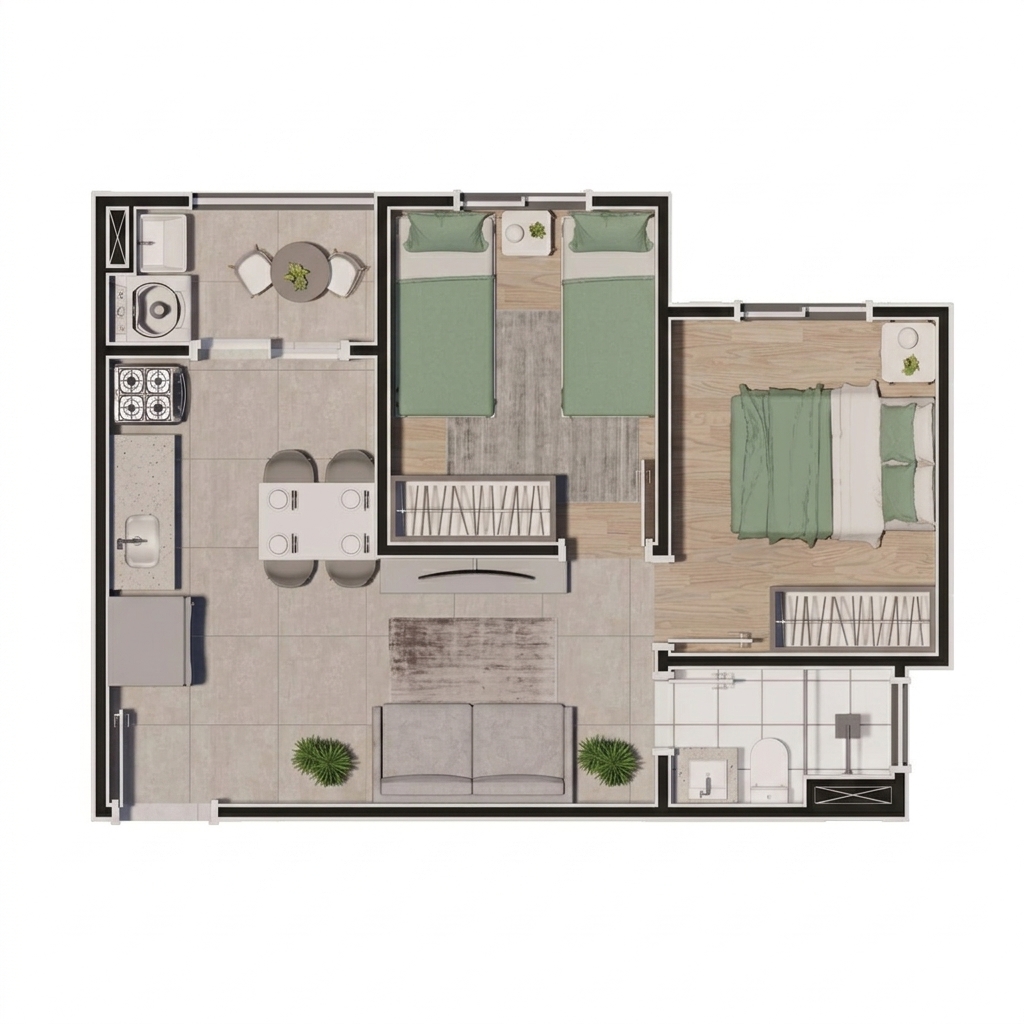 Planta 40,56m² - Finais 2,8,11 - Pavimento 1