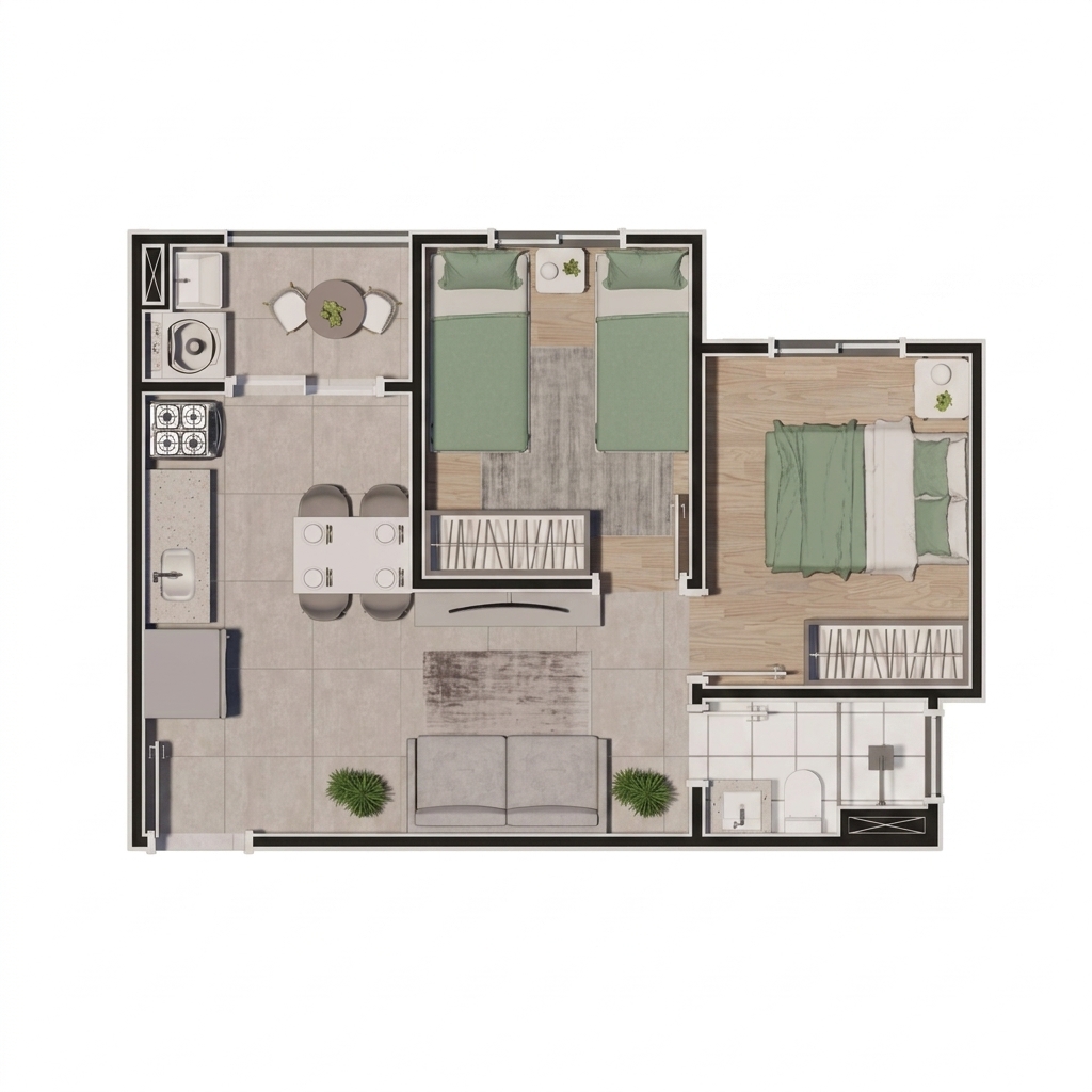Planta 40,56m² - Finais 2,8,11 - Pavimento 1